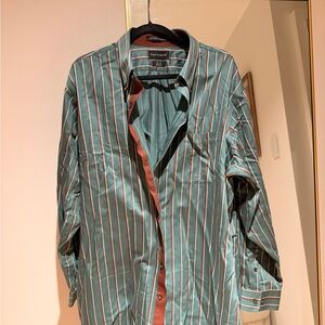 Paul Fredrick Vertical Stripe Button-Down Shirt
